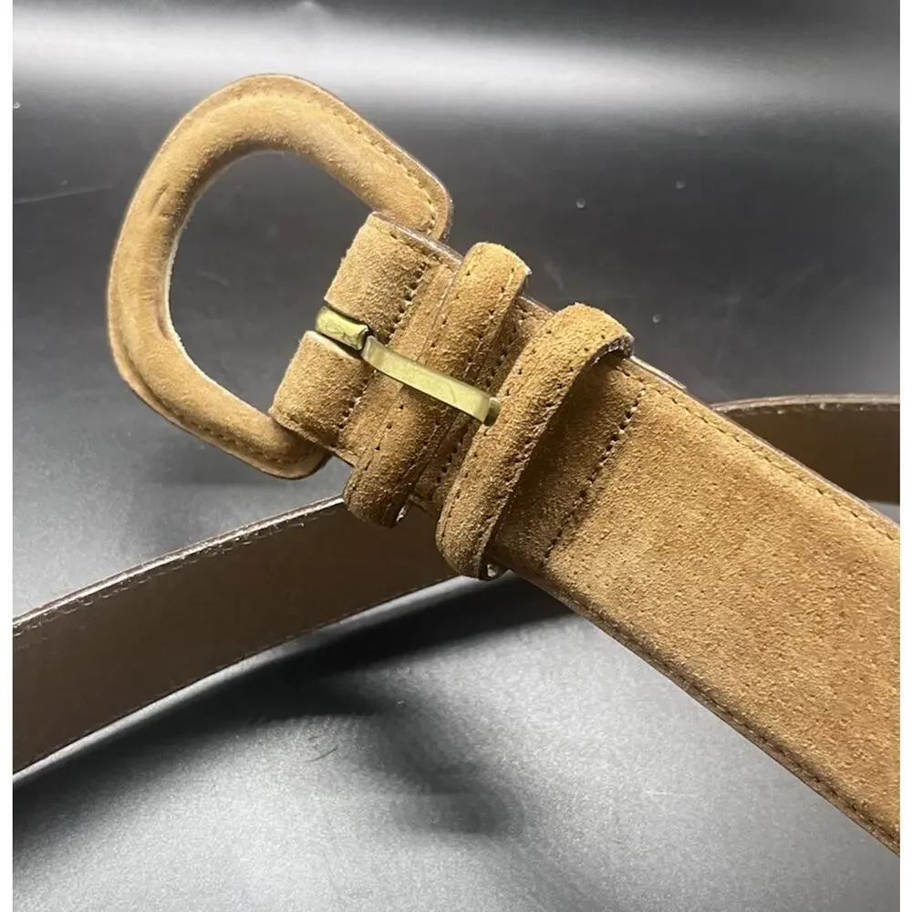 VTG Lands' End Genuine Leather Suede Belt Women's Size 37 USA 398 Tan